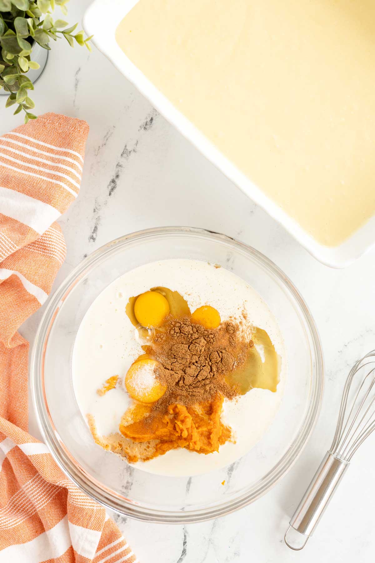 pumpkin mixture in a glass bowl