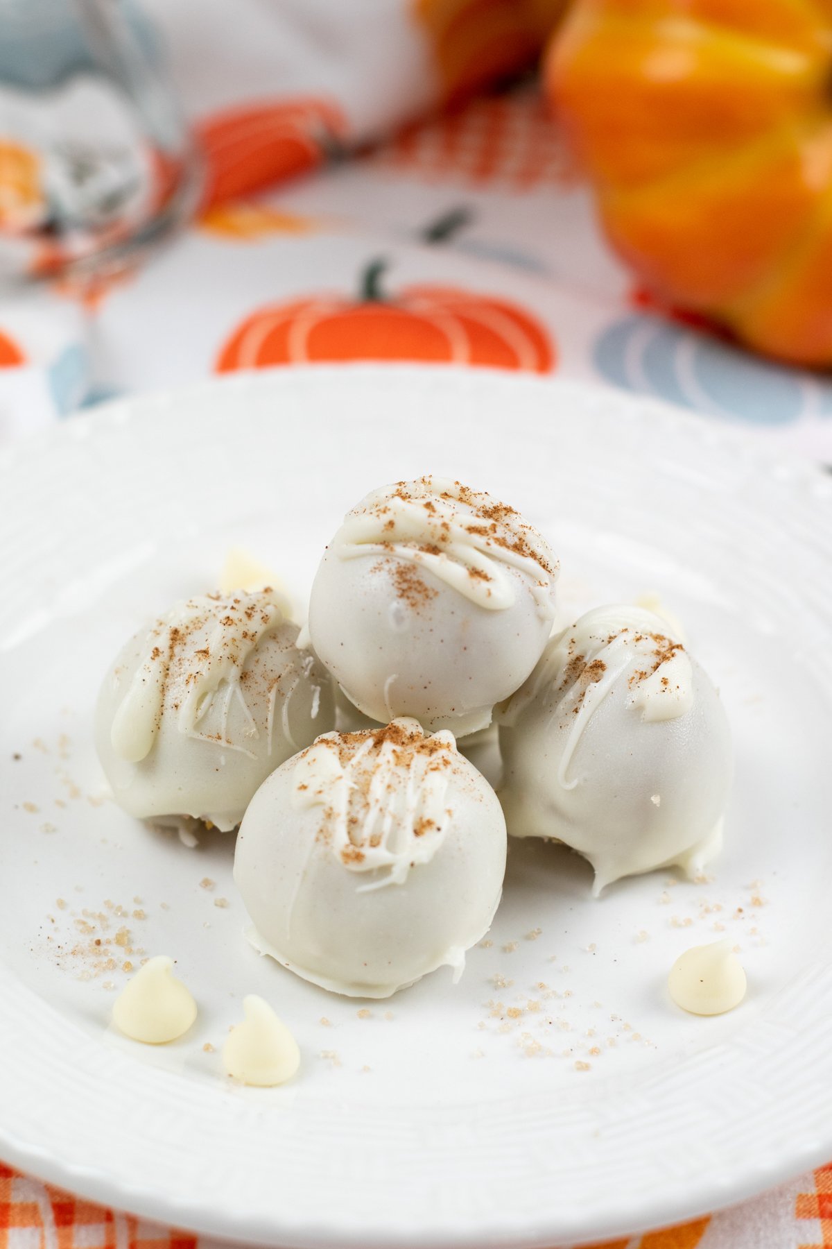 white plate of pumpkin balls