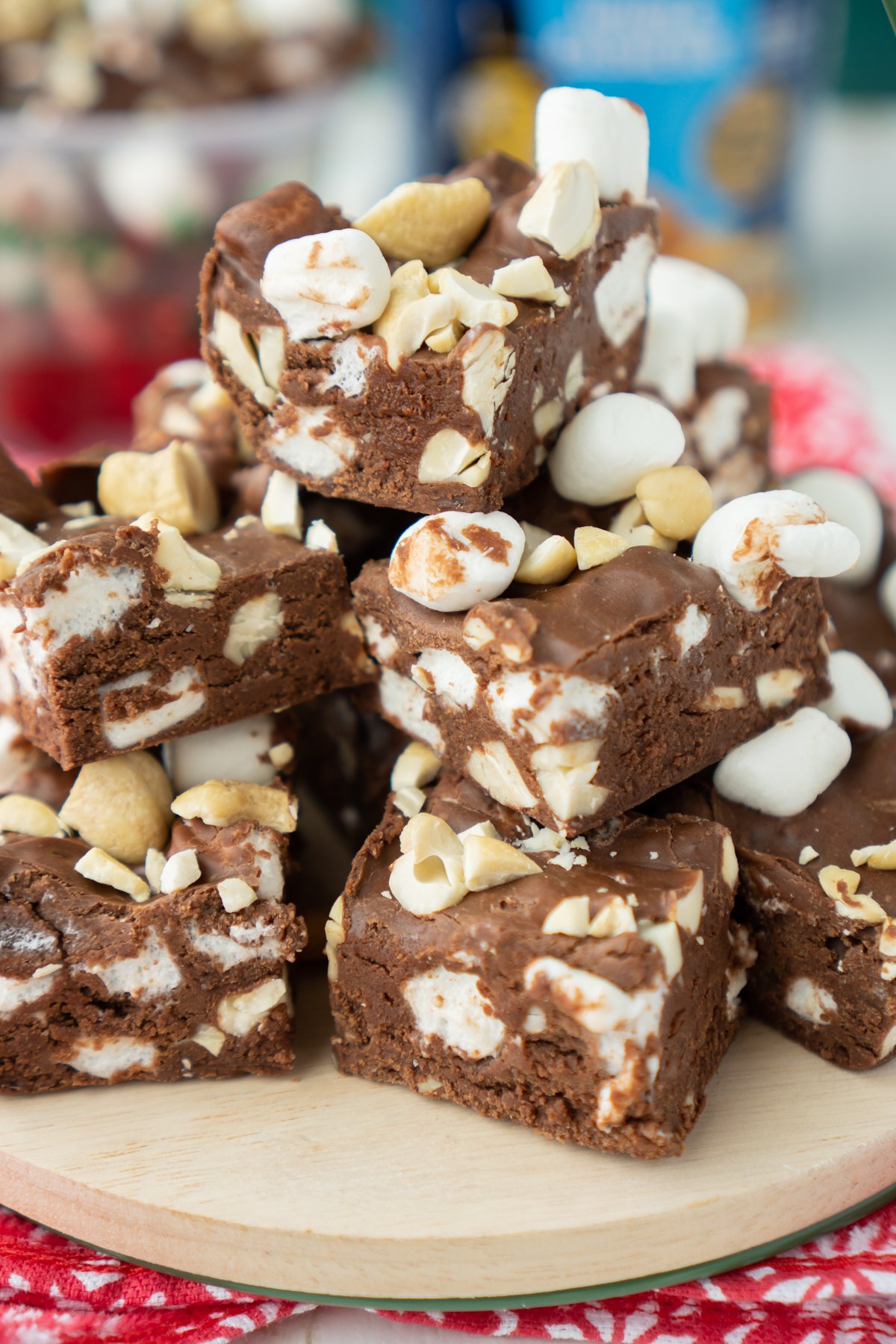 stack of rocky road fudge