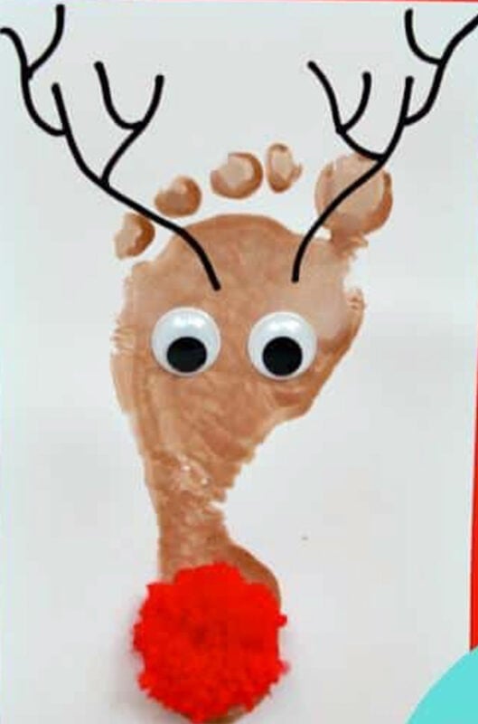 footprint reindeer with red nose