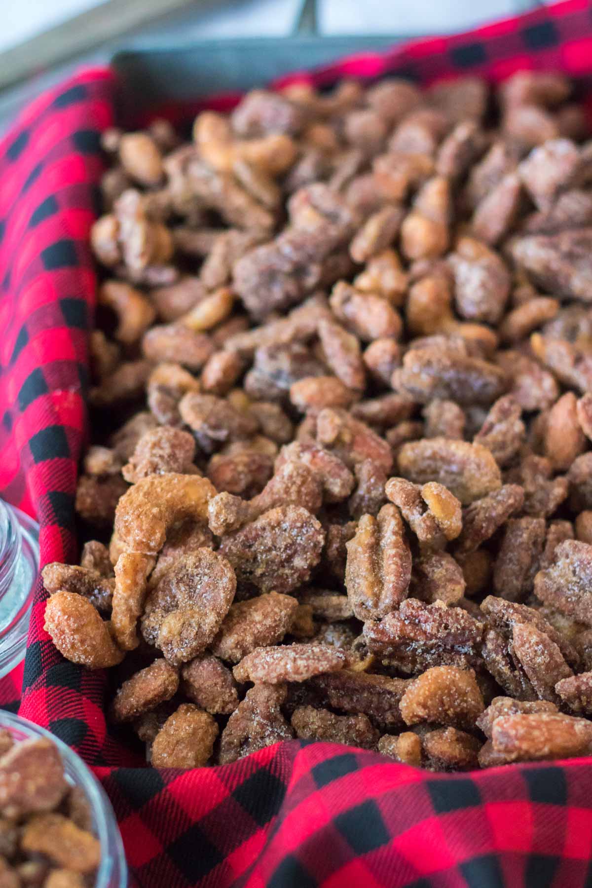 cookie sheet filled with candied nuts