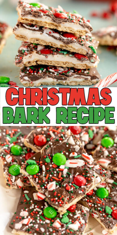 collage of images of a Christmas bark recipe