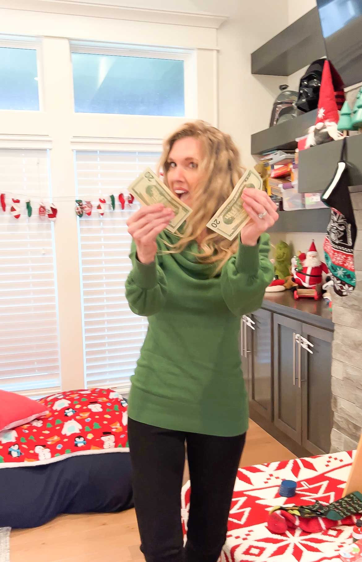 woman holding cash