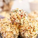 stack of Christmas popcorn balls