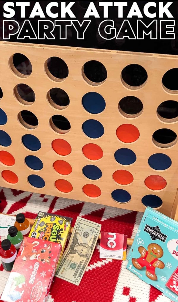 Connect four board with prizes under it