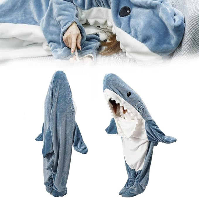 adult size full body shark blanket
