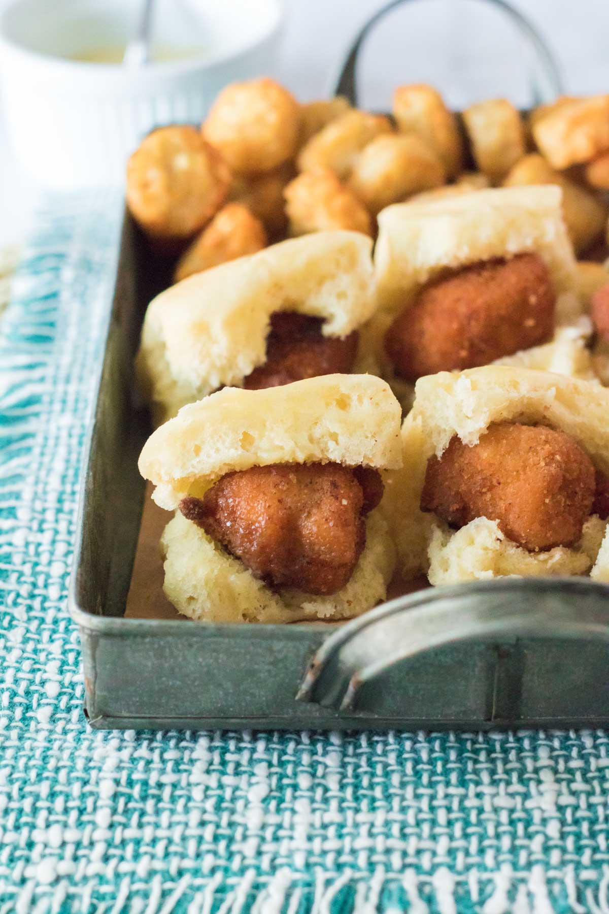 Pan with copycat chick fil a chicken minis