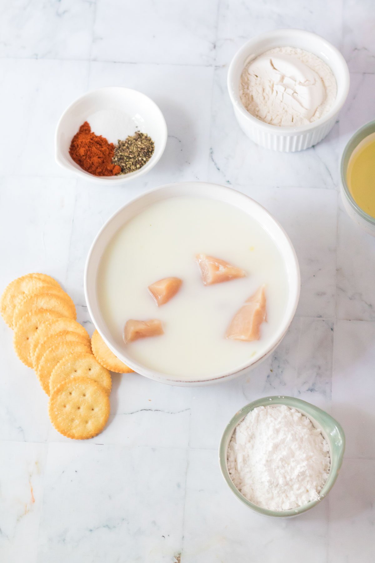 chicken nuggets in a milk bath