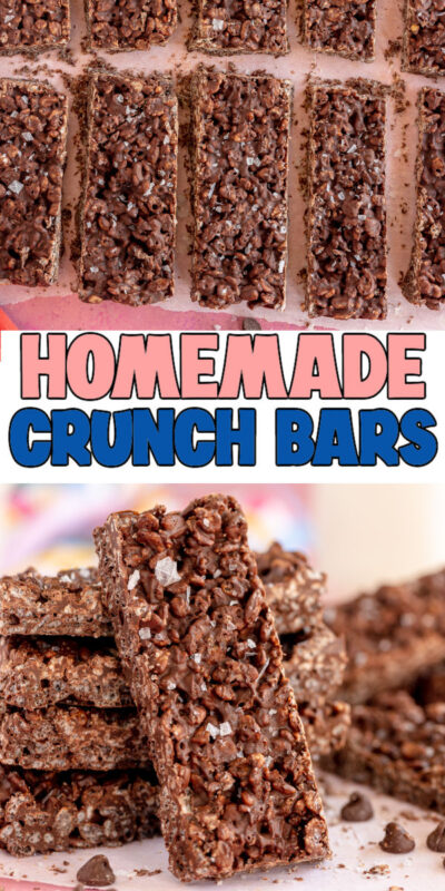 collage of images of a homemade nestle crunch bar recipe
