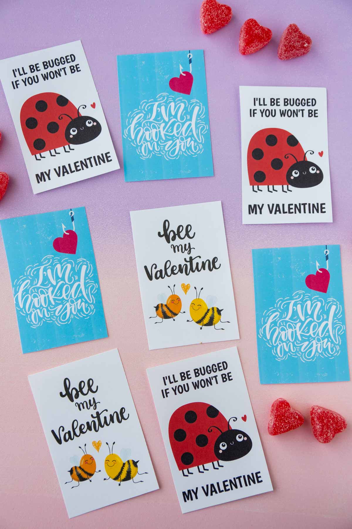 printed out bee mine valentine cards