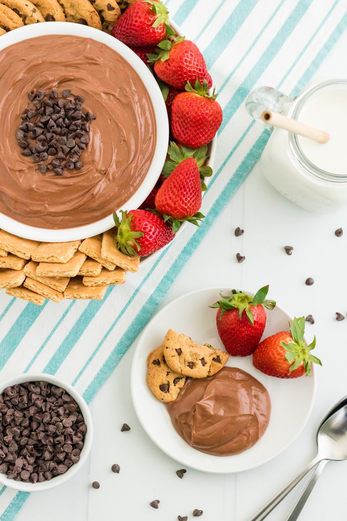 plate with some nutella dip and cookies