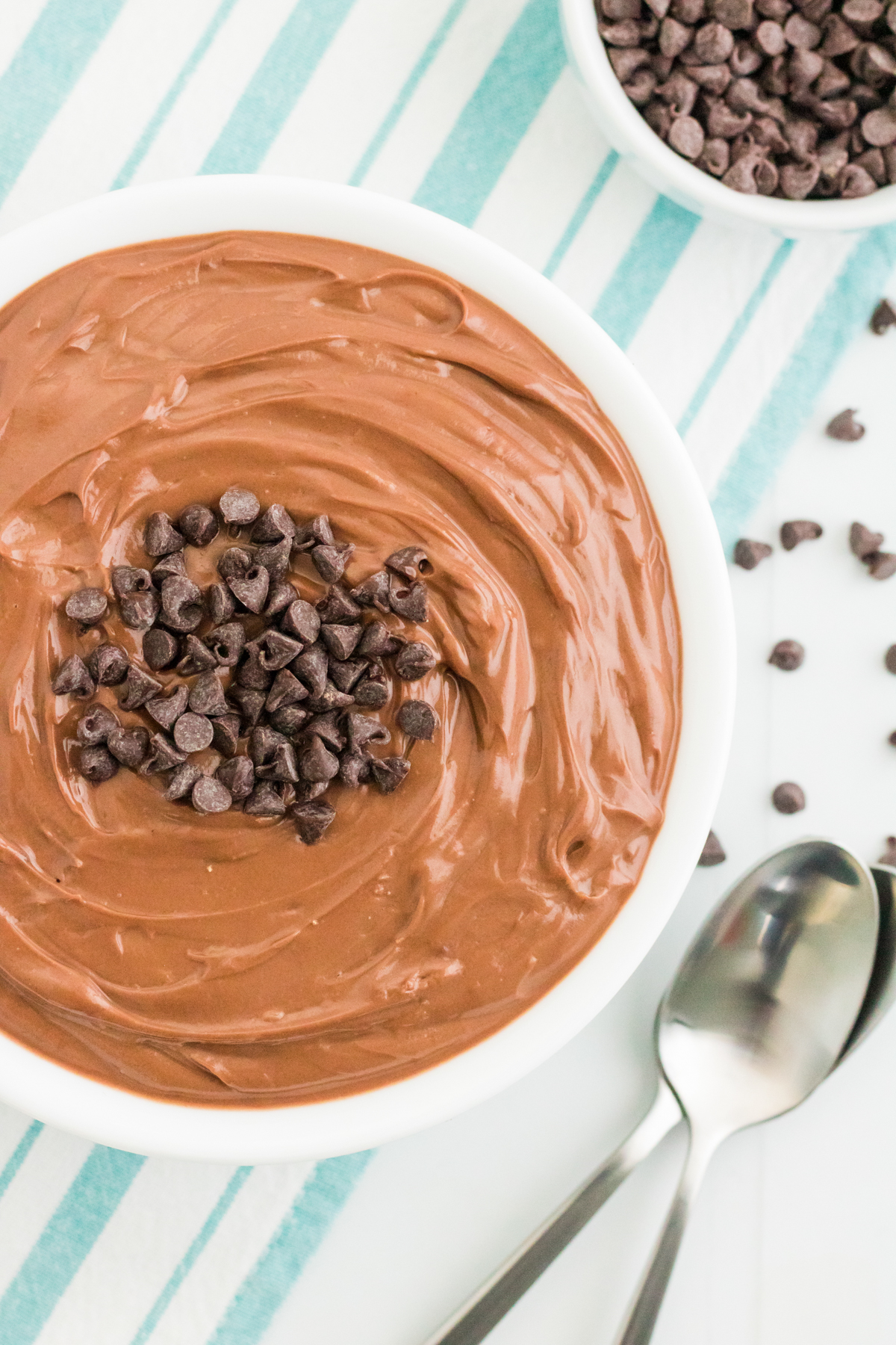 nutella dip with mini chocolate chips on the top