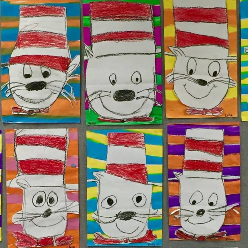 pictures of cat in the hat drawn by 3rd graders