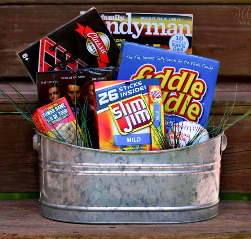 metal tin full of junk food and magazines