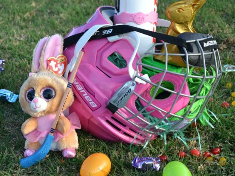 helmet willed with sports gear