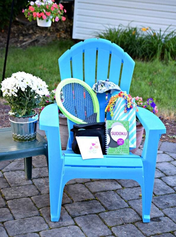 summer chair with pool supplies