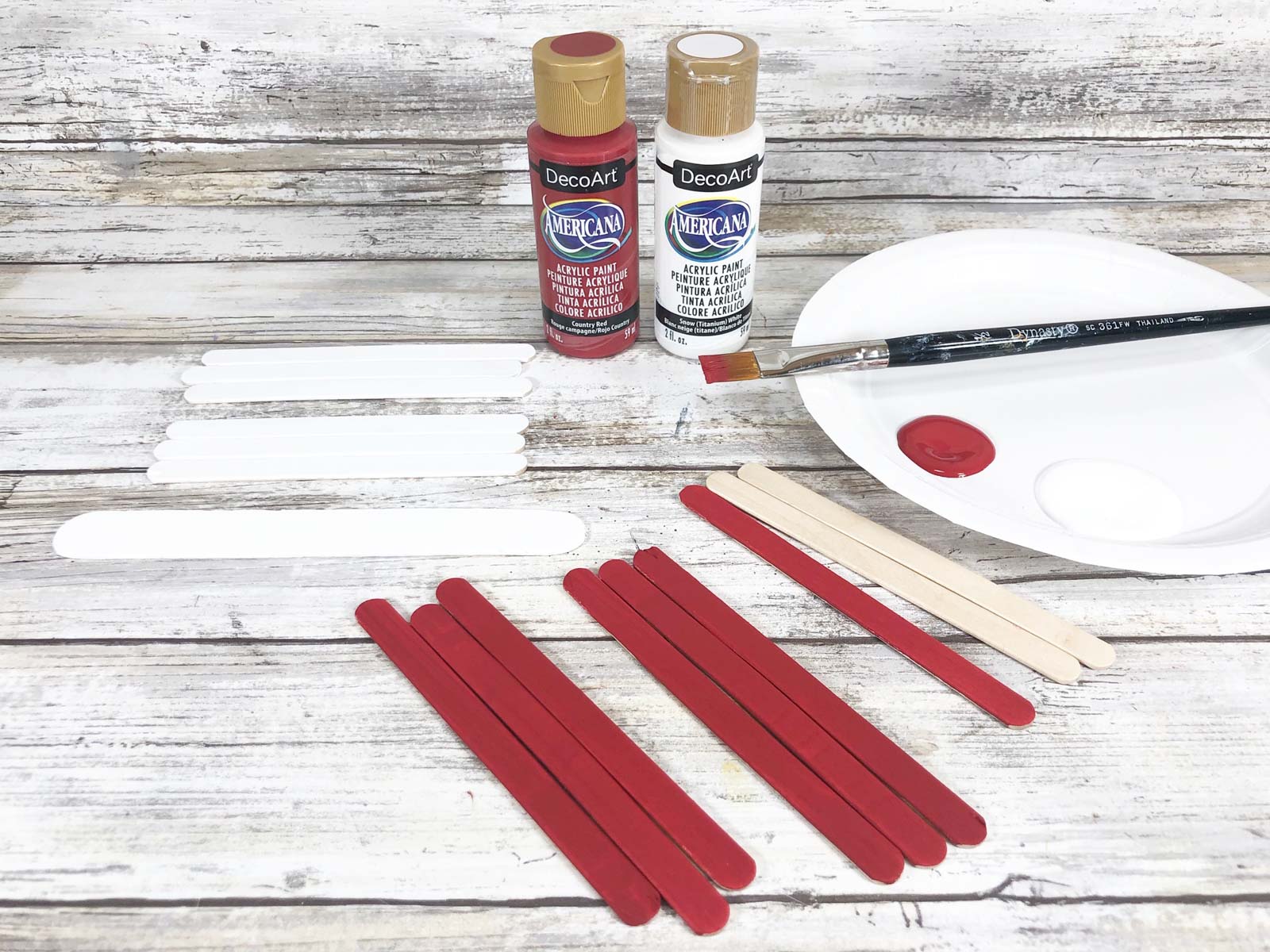craft sticks that are painted red 