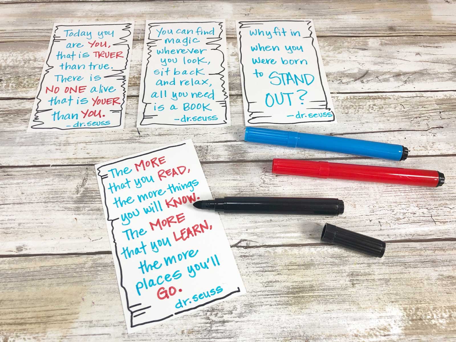 Dr Seuss quotes on printable pieces of paper