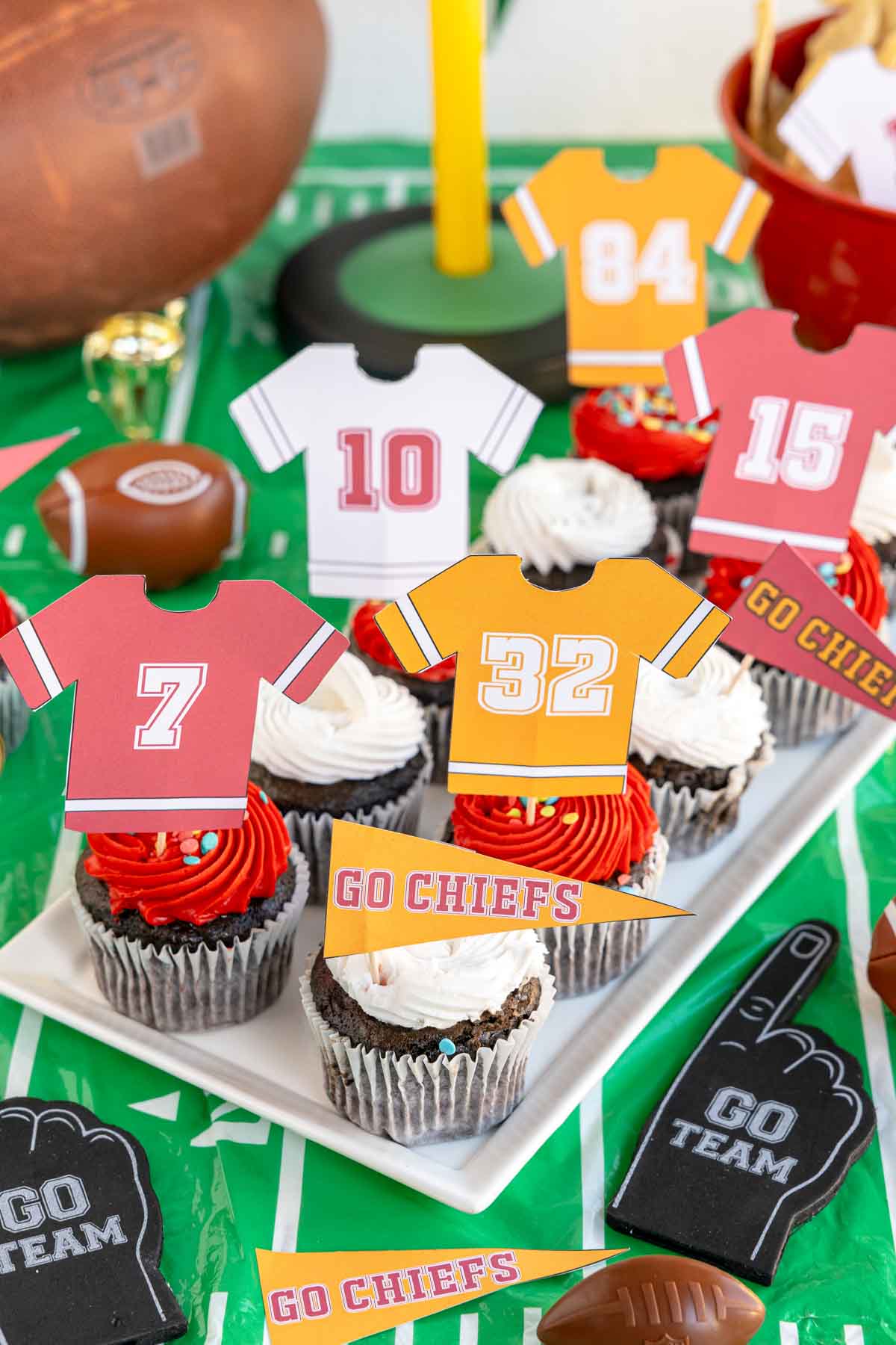 Super Bowl printables on cupcakes