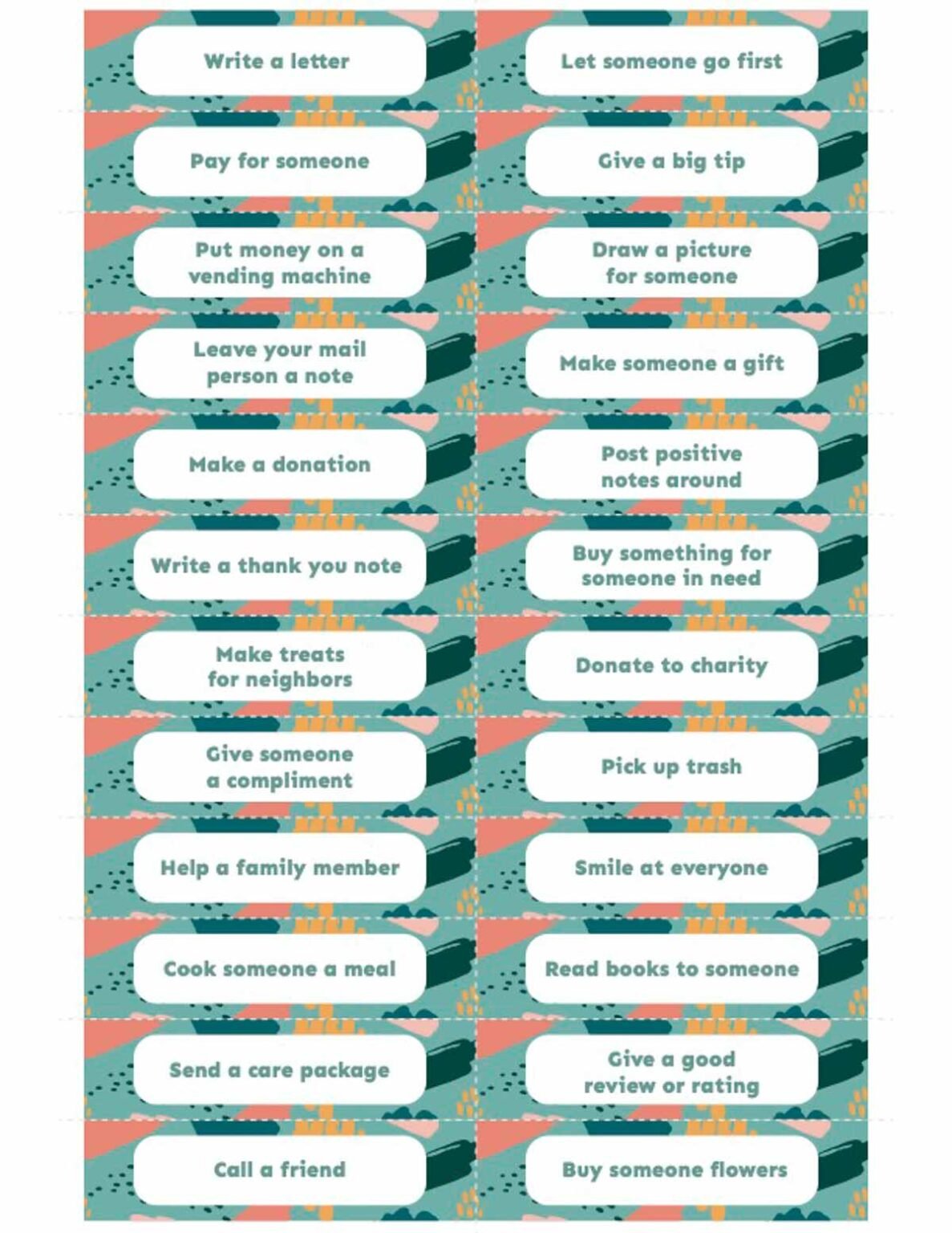 80 Random Acts Of Kindness Ideas Free Printable Cards Play Party Plan 80 Random Acts Of Kindness Ideas Free Printable Cards Play Party Plan