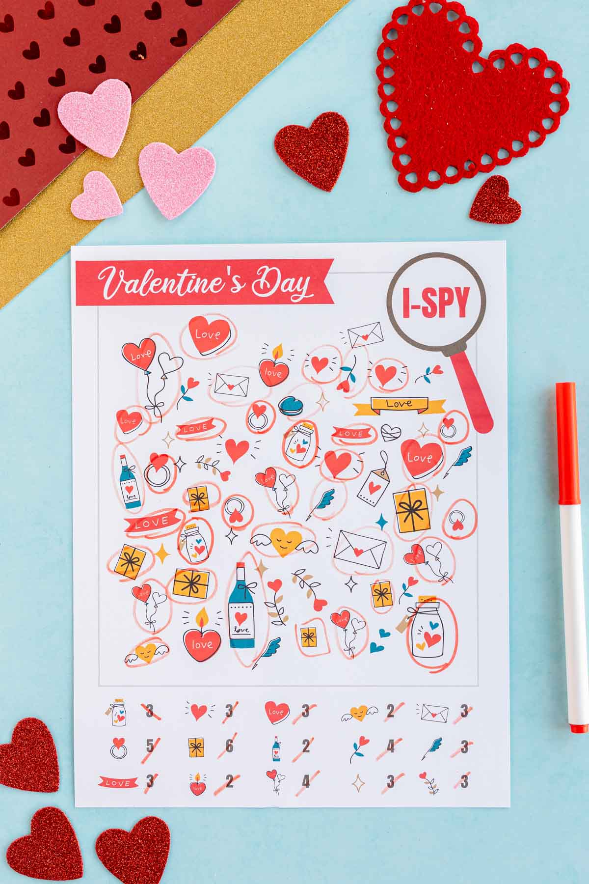valentines i spy with items circled