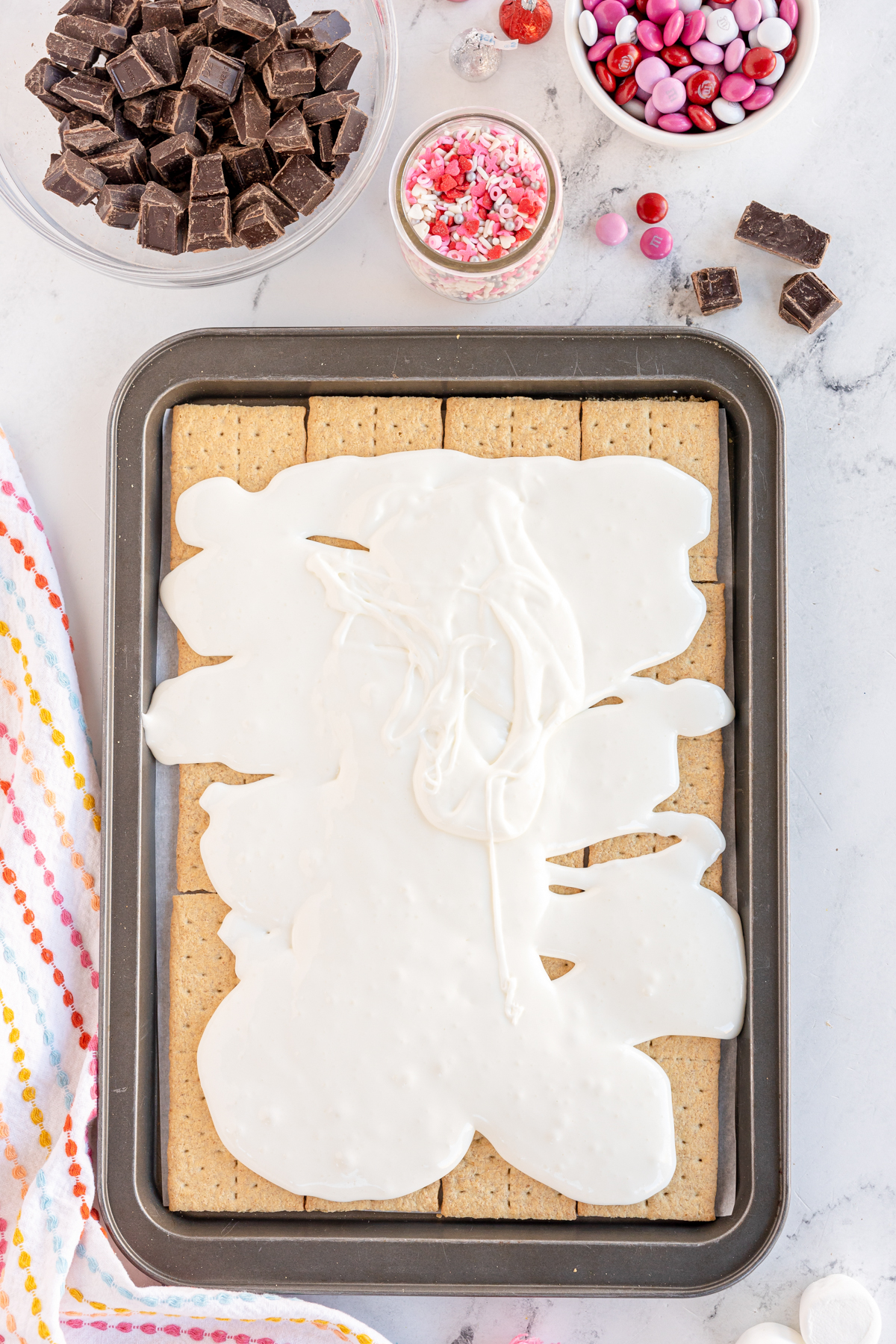 baking sheet with melted marshmallows on them