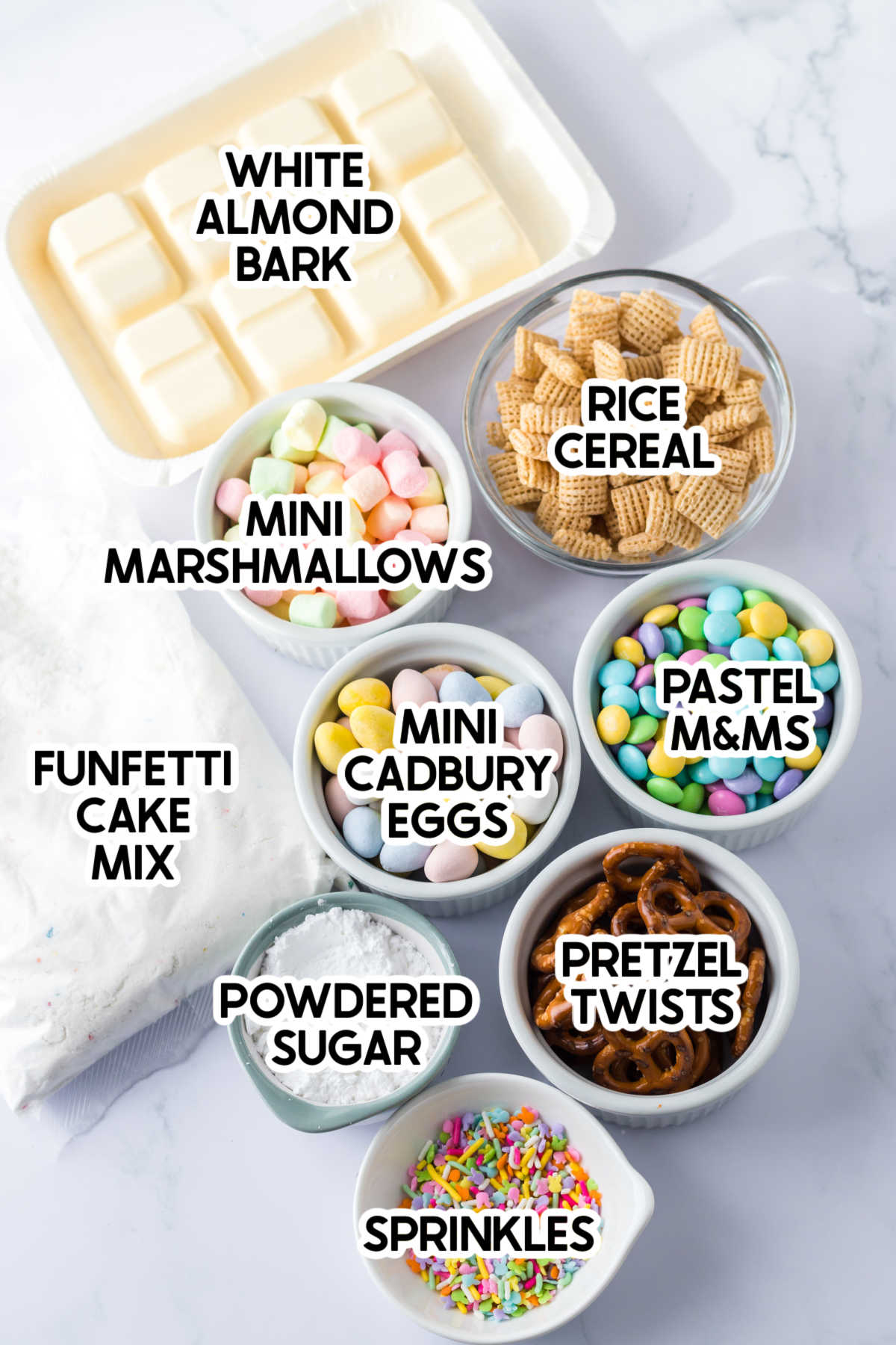 ingredients in bunny bait with labels