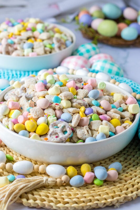 bowl full of bunny bait snack mix