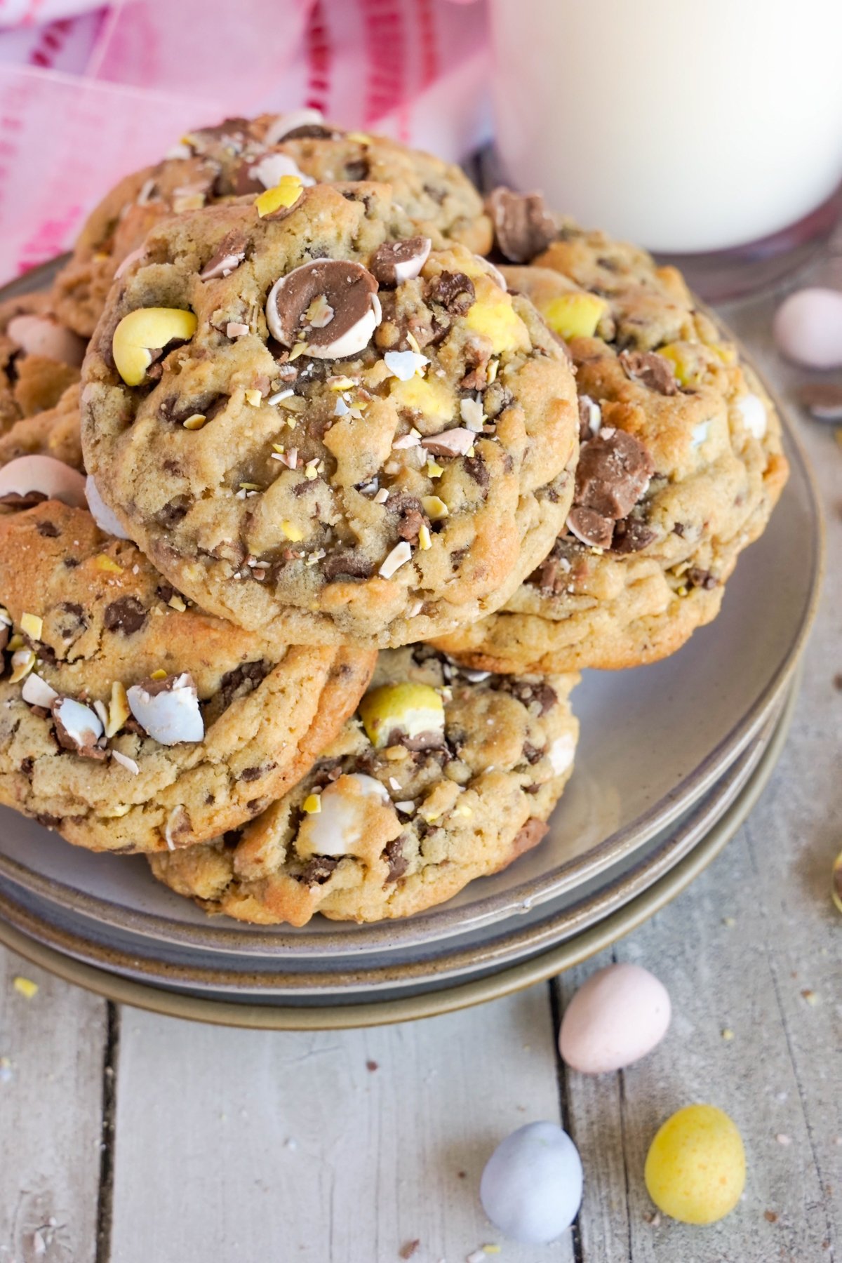 plate full of cadbury egg cookies