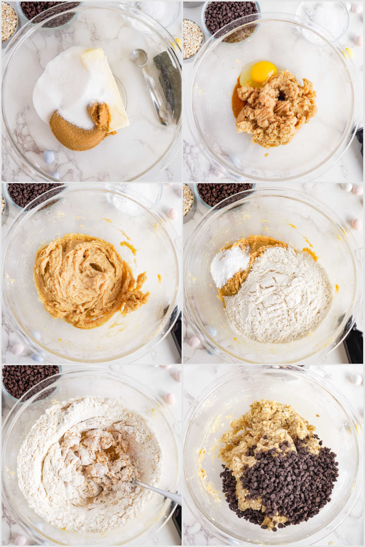 collage of images showing the step by step process to make cadbury egg cookies