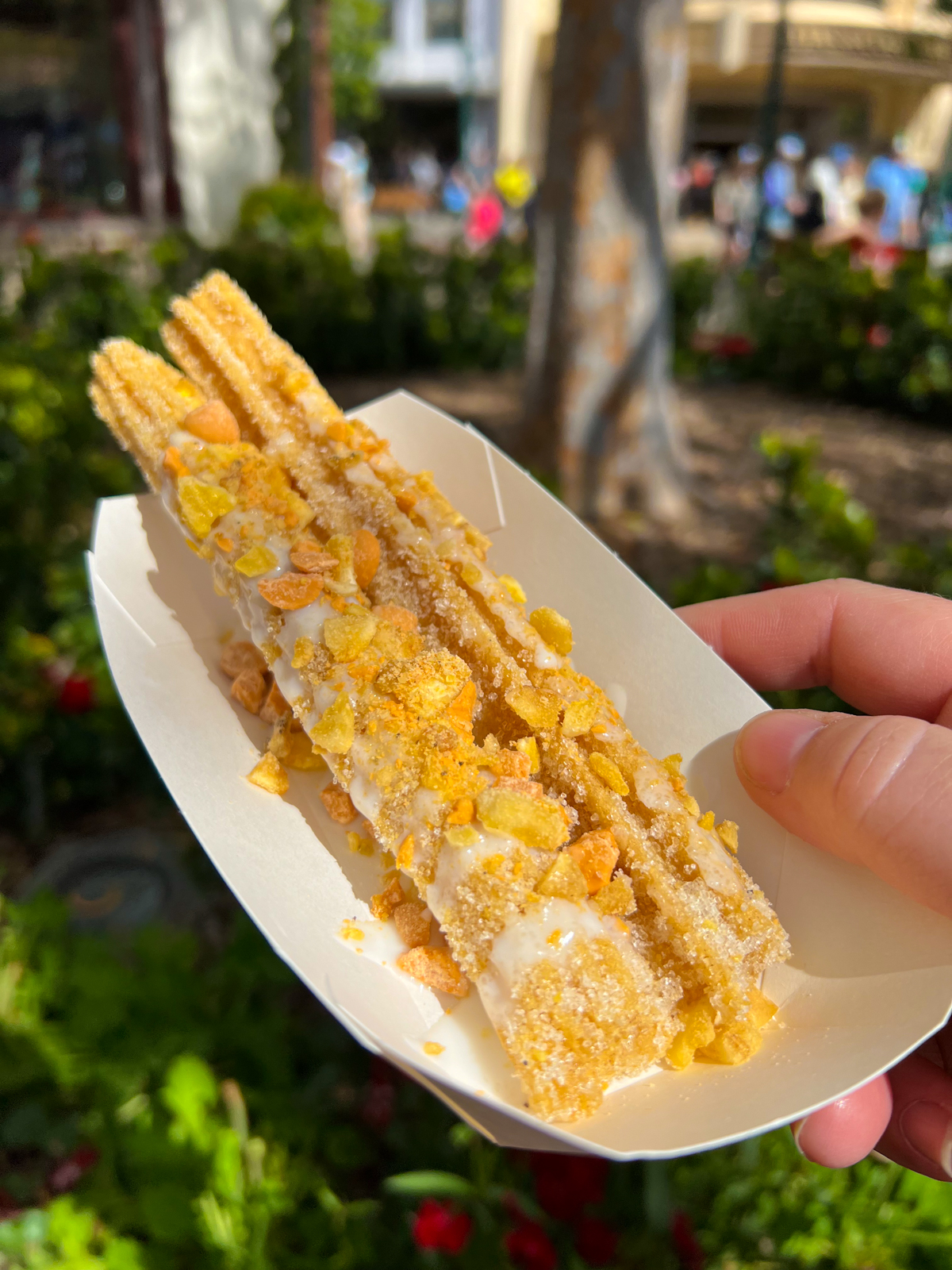 churro topped with butterscotch sauce