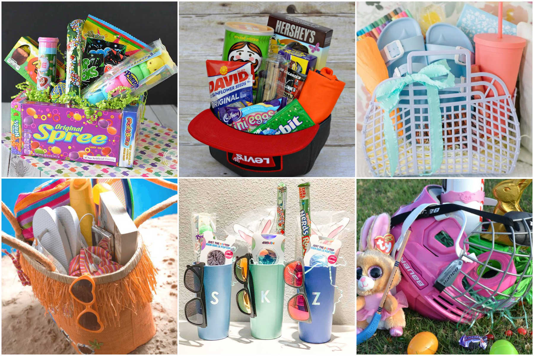 collage of images for Easter basket ideas for teens