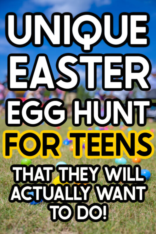 a picture of a field of Easter eggs with text over it
