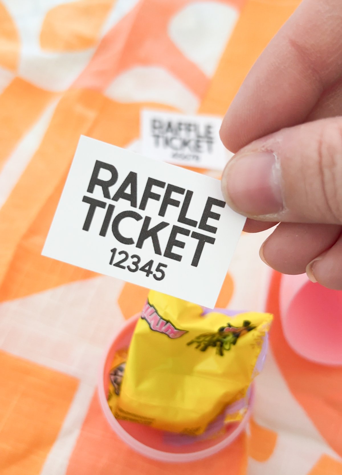 raffle ticket being hidden in an egg 