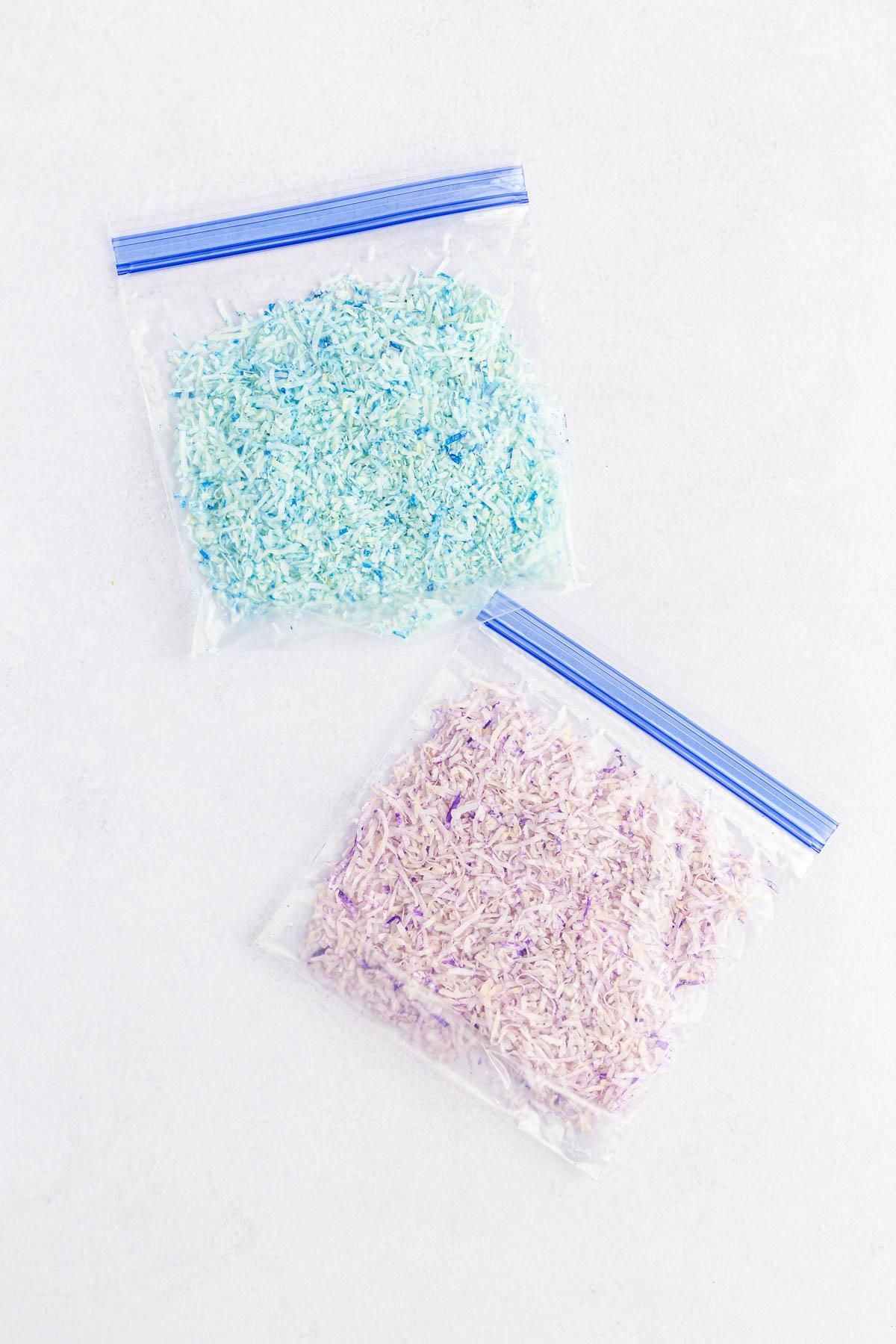 bags of colored shredded coconut