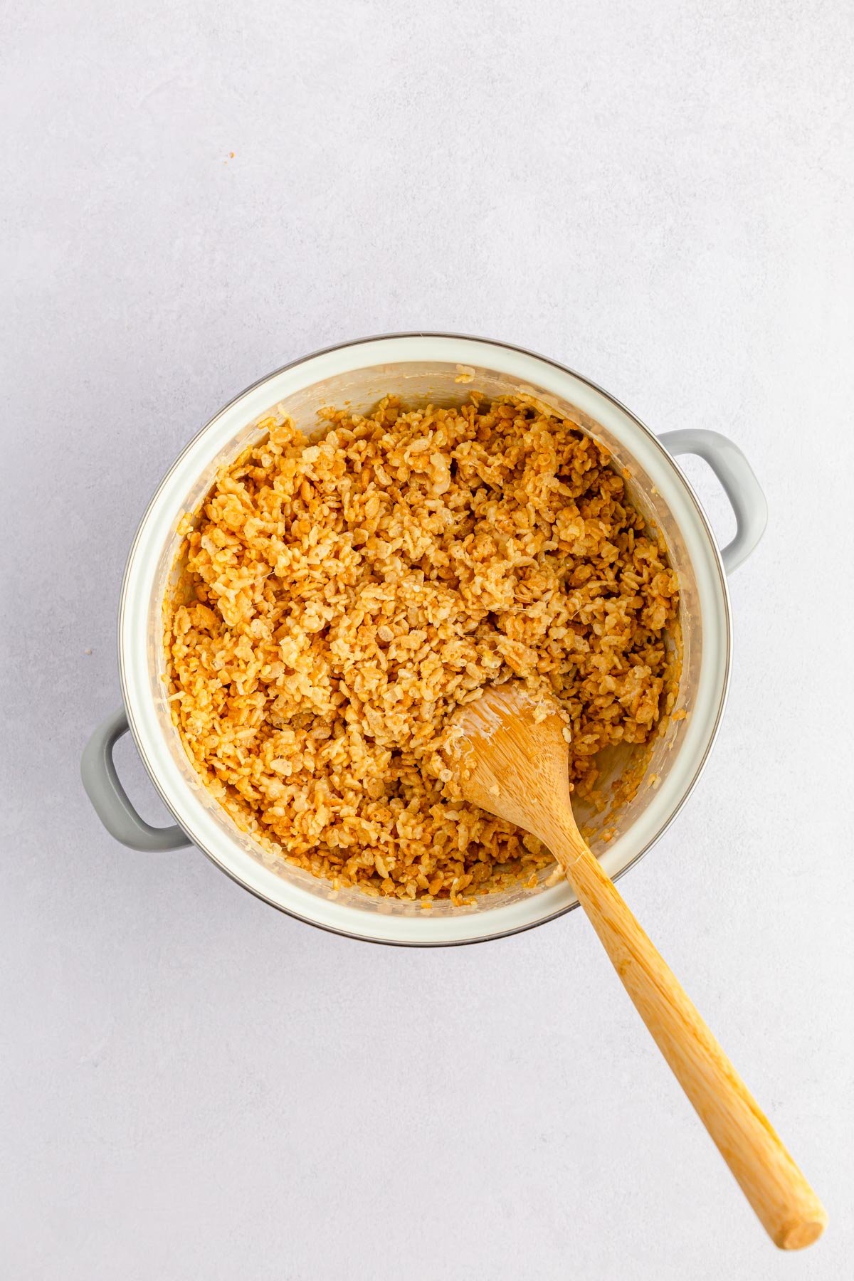 pot full of rice krispie treats