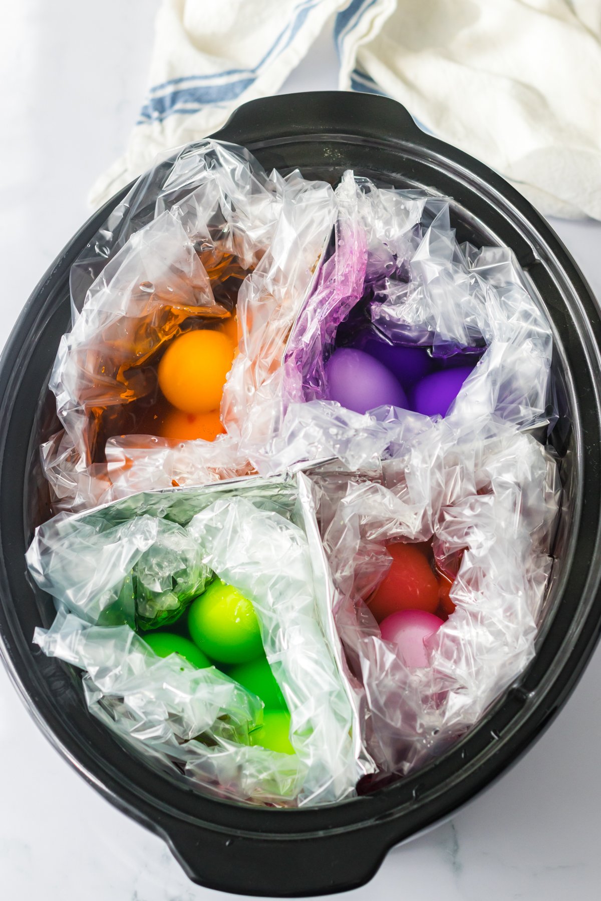 dyed eggs in a slow cooker