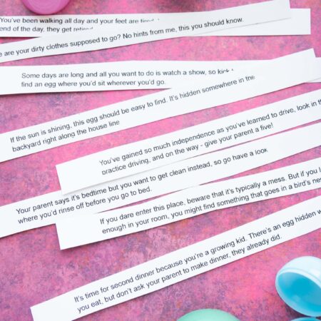 cut out Easter scavenger hunt clues for teens