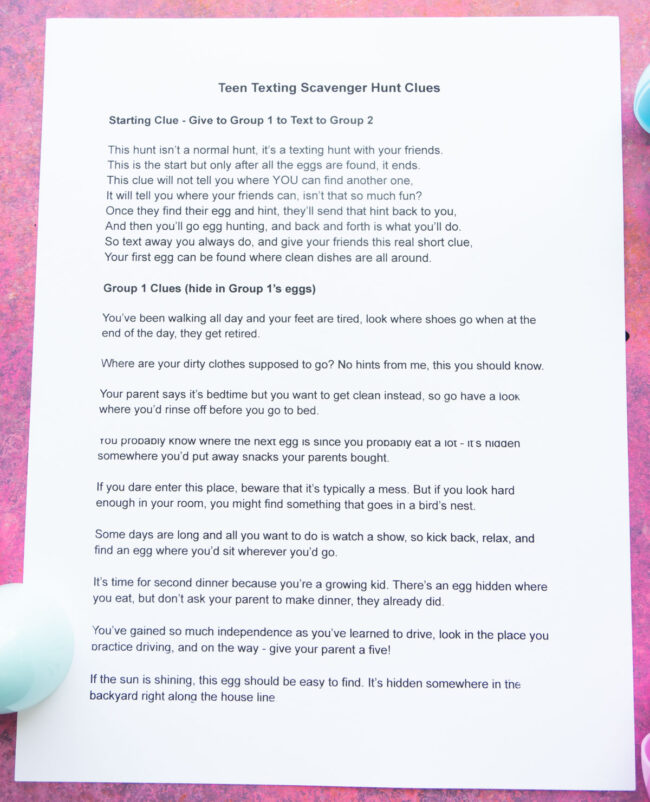 Fun Easter Egg Scavenger Hunt Idea for Teens - Play Party Plan