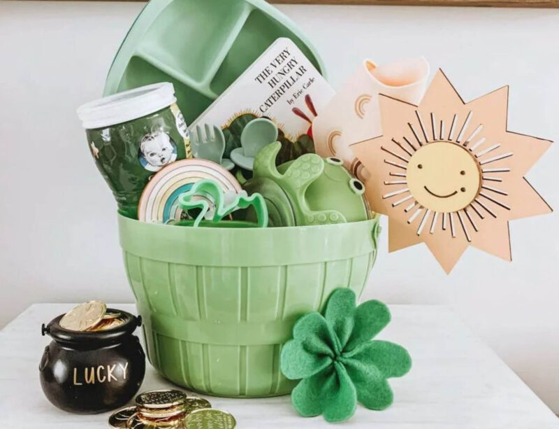 Easter basket with all green items