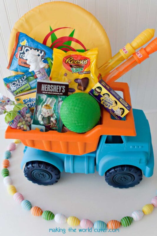 large dump truck with Easter candy