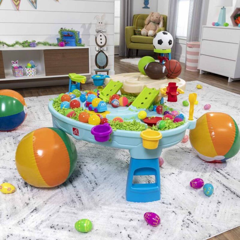 water table with easter eggs and toys