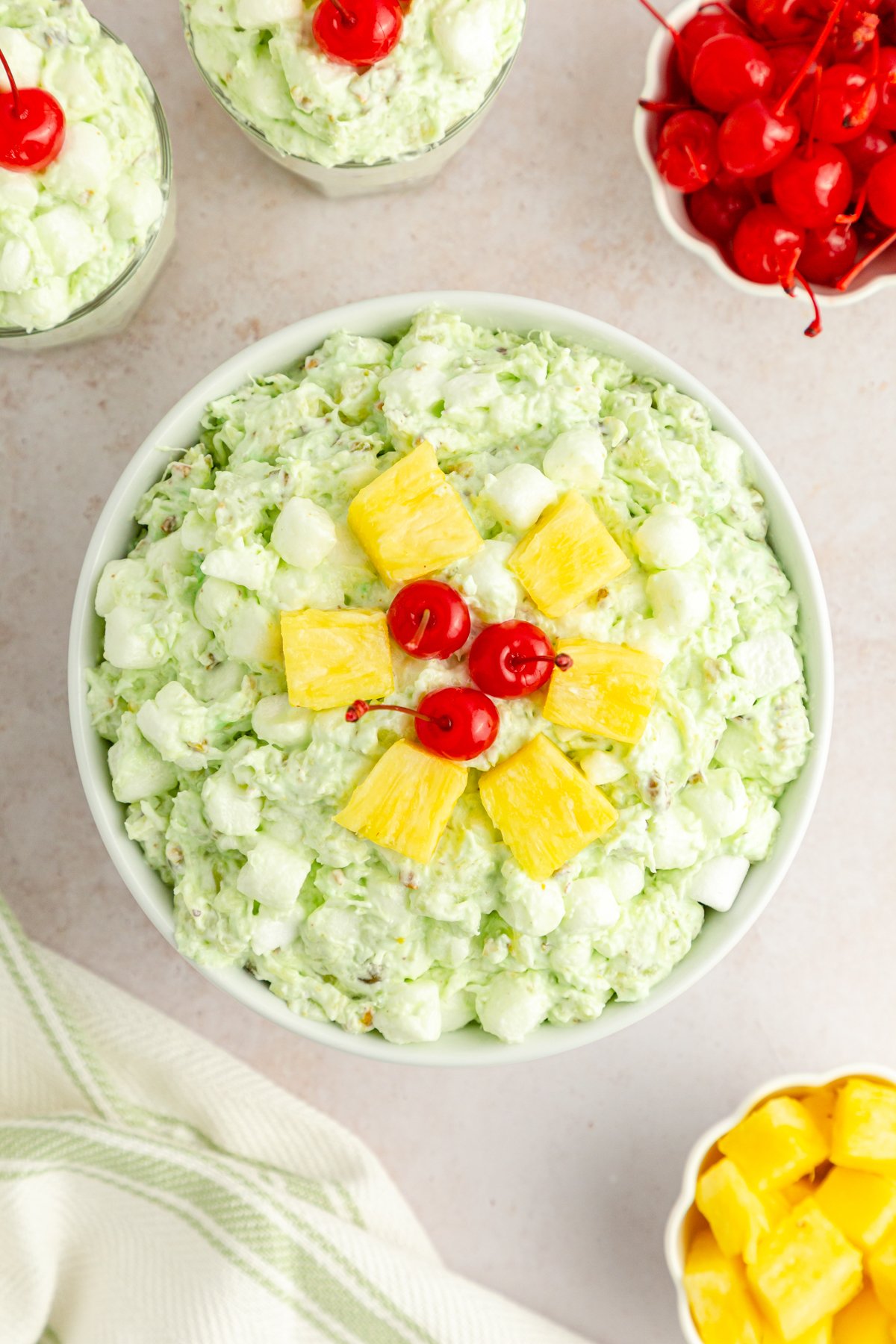 top down view of watergate salad