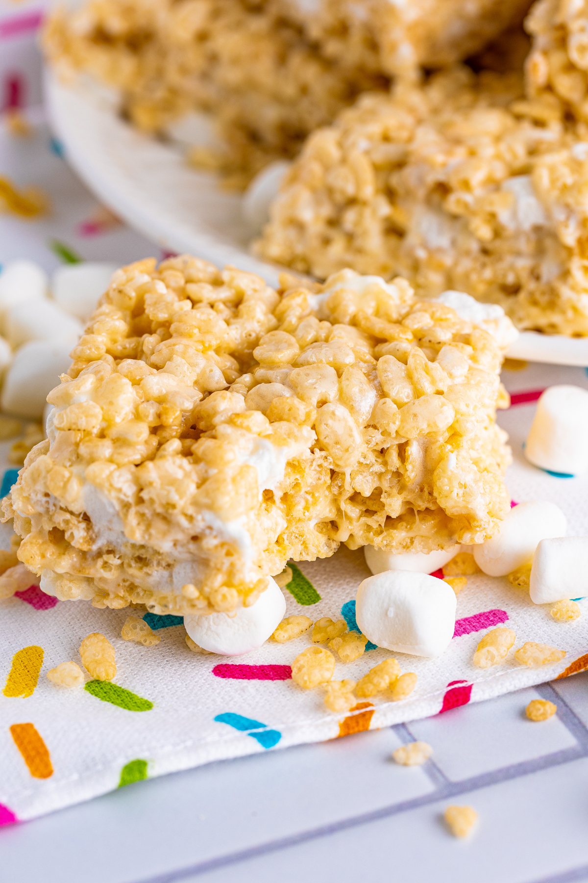 rice krispie treat with a bite out of it