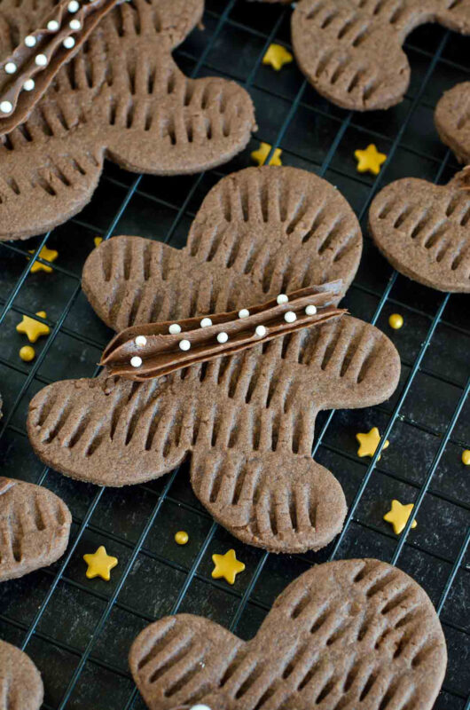chewbacca shaped chocolate cookie