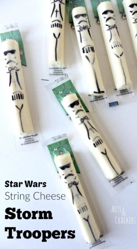 string cheese decorated like a storm trooper