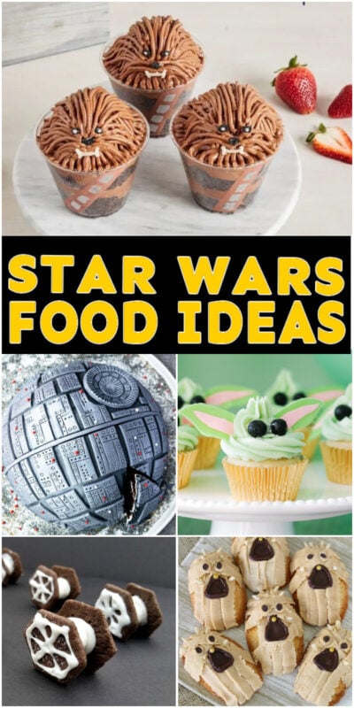 collage of images of star wars food ideas with text
