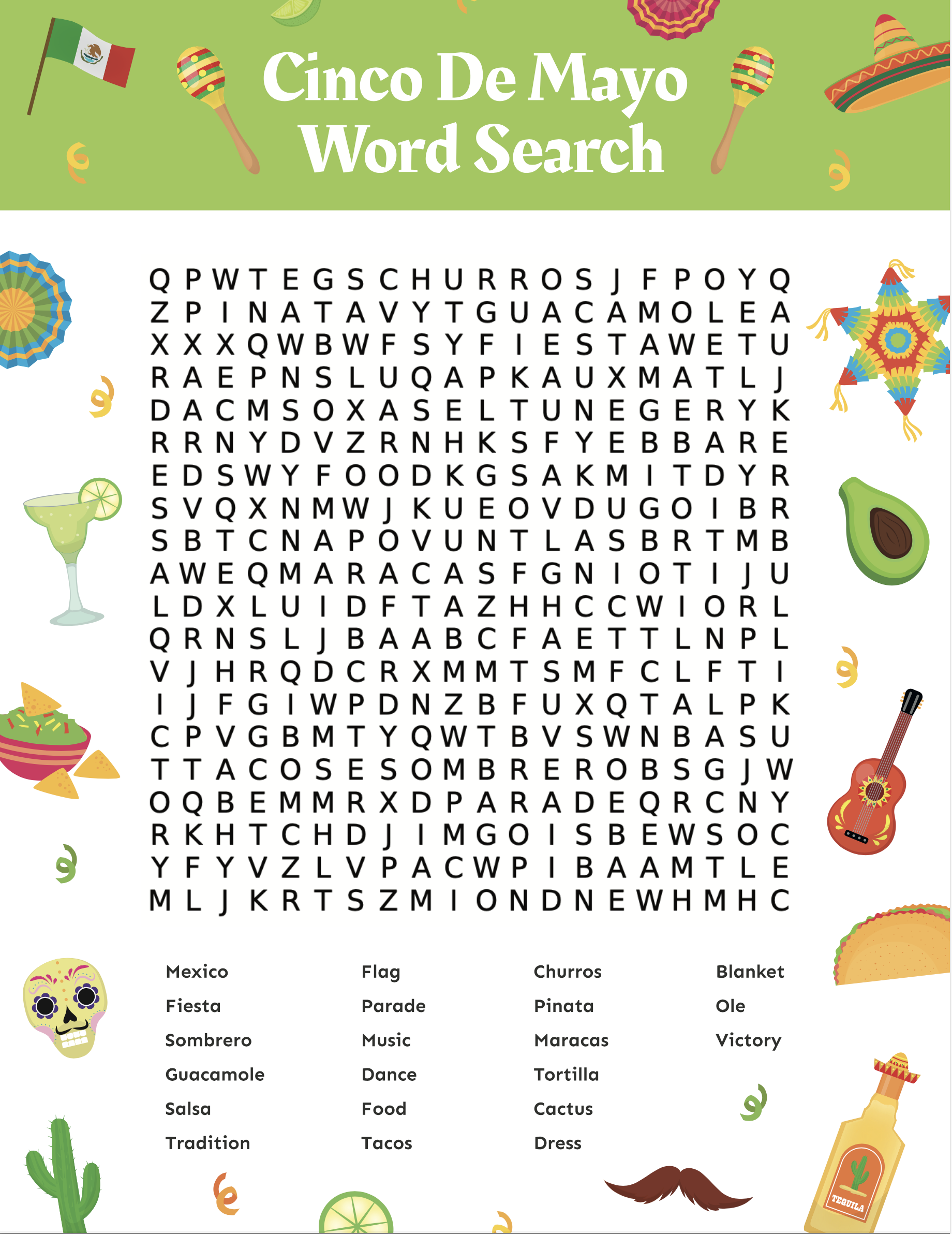 cinco de mayo word search