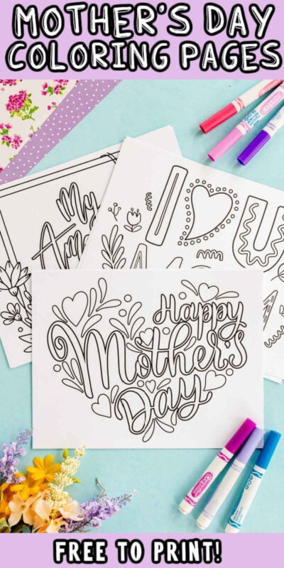 pinterest pin of Mother's Day coloring pages