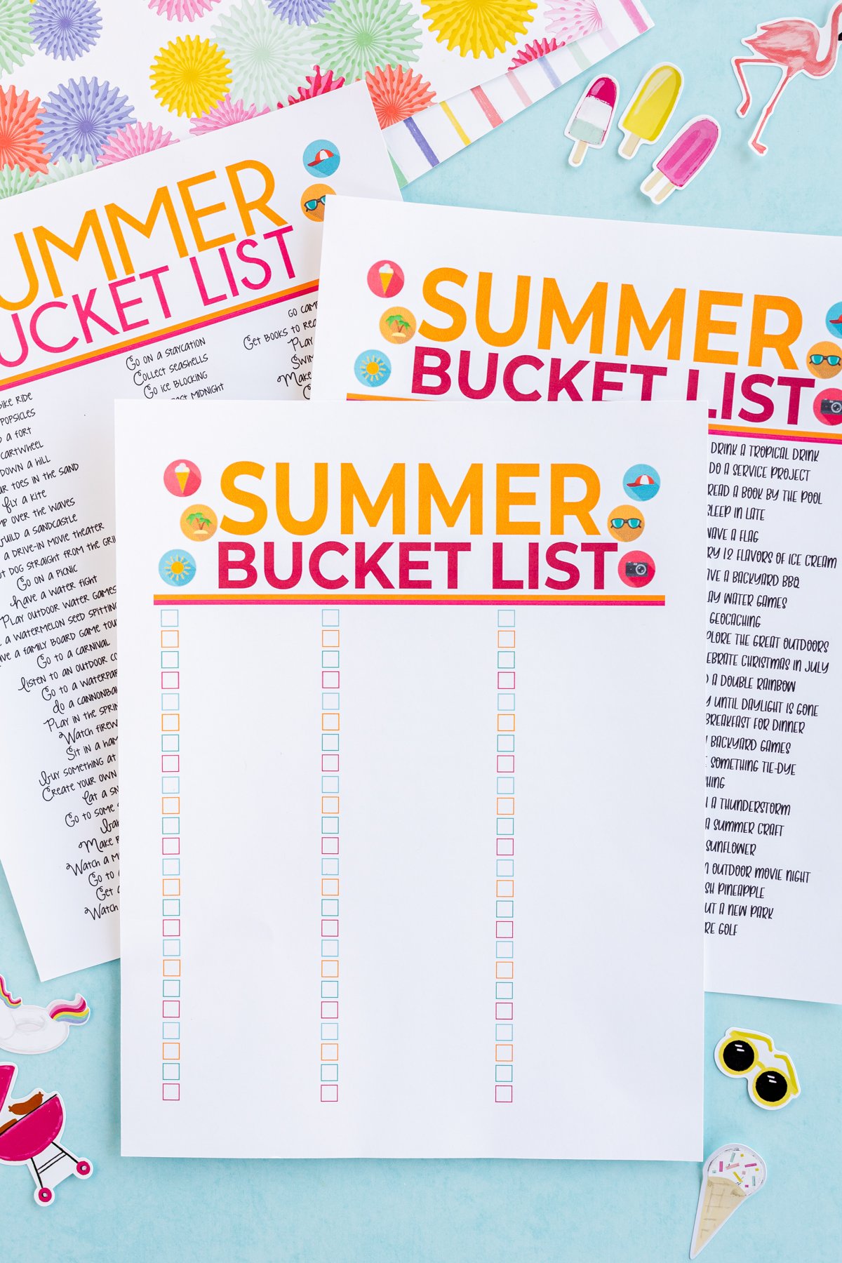 blank summer bucket list printables
